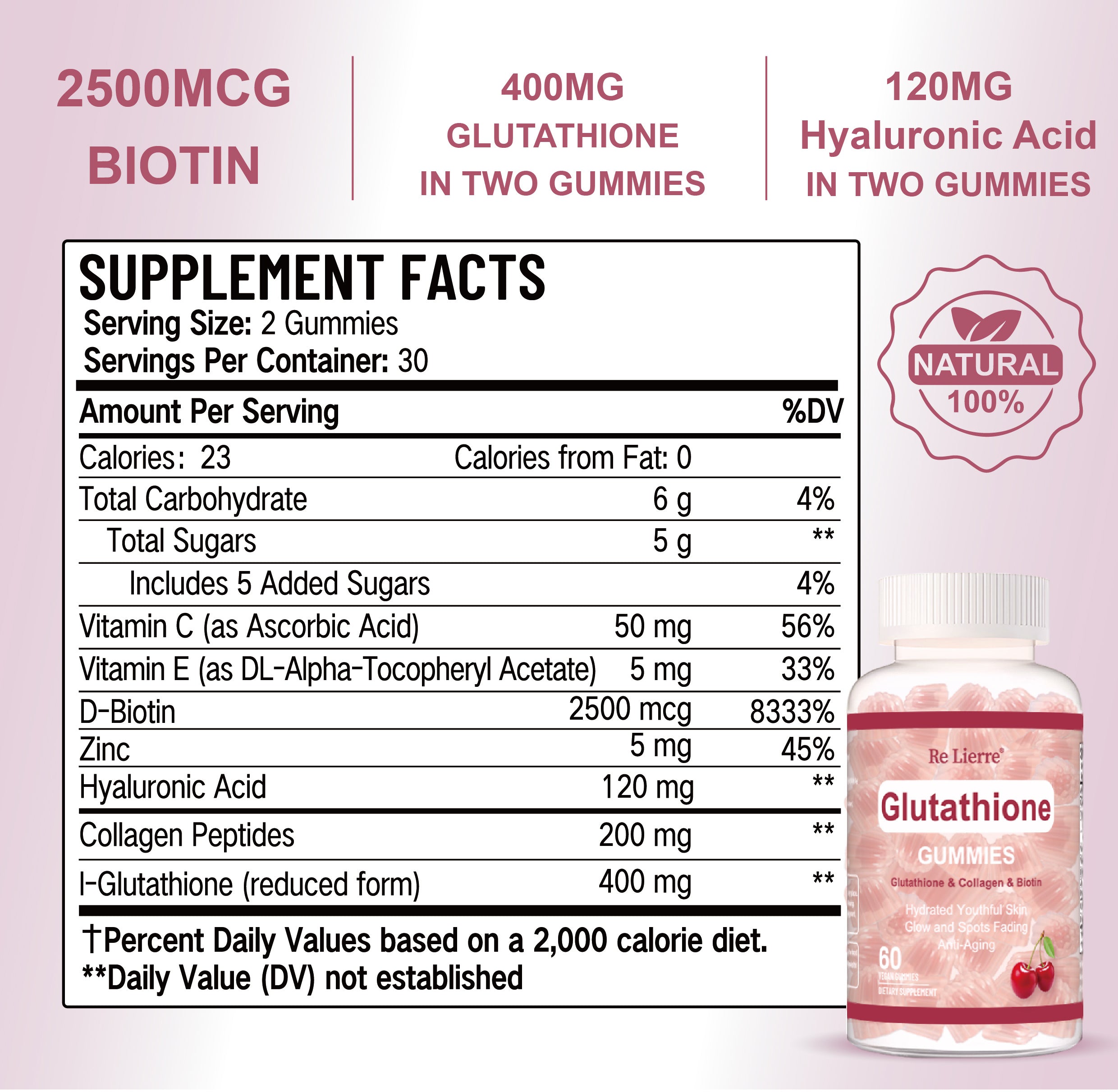 Premium Glutathione Collagen Gummies - Kirschgeschmack für strahlende Haut