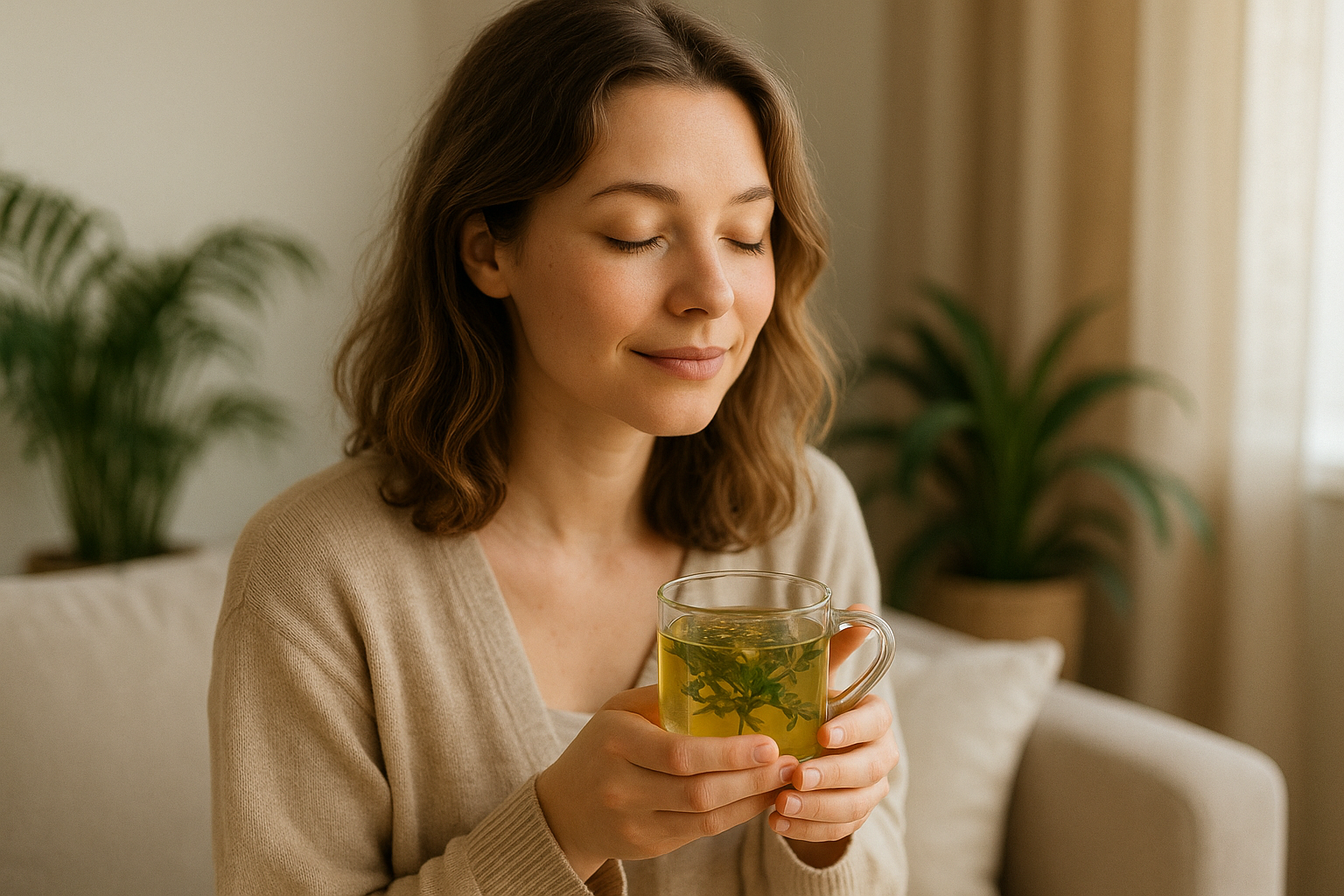 Wellness Lifestyle Frau mit Tee