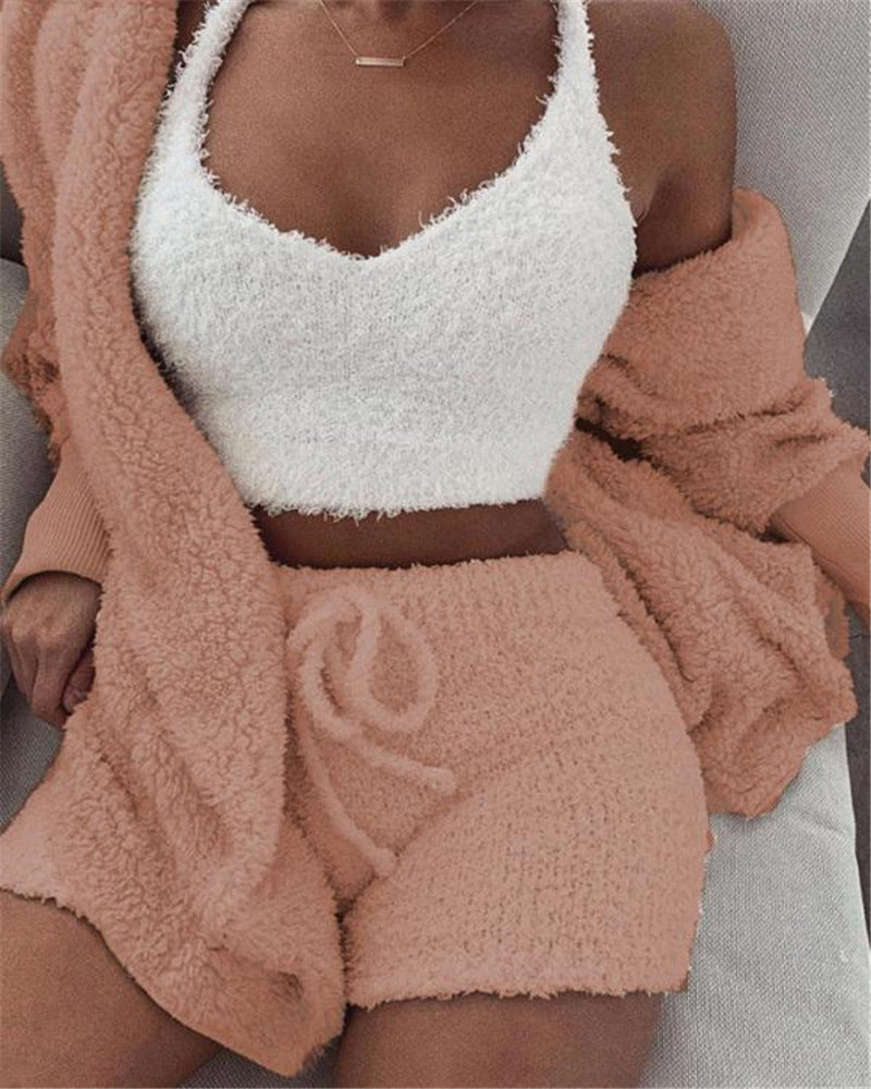 Stylisches 3-teiliges Fashion-Set - Premium Crop Top & Shorts Loungewear