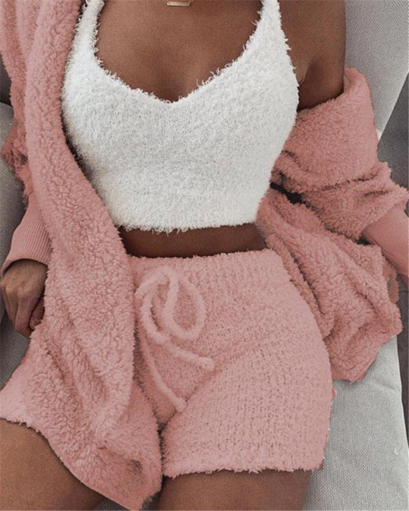 Stylisches 3-teiliges Fashion-Set - Premium Crop Top & Shorts Loungewear