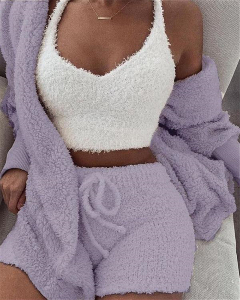 Stylisches 3-teiliges Fashion-Set - Premium Crop Top & Shorts Loungewear