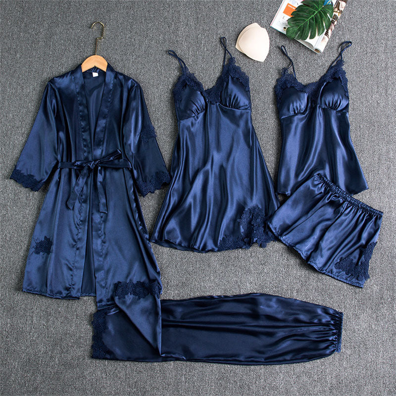 Luxuriöses 5-teiliges Pyjama-Set - Premium Sling Nachtwäsche für Damen