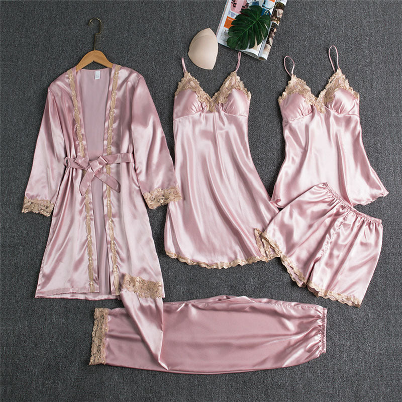 Luxuriöses 5-teiliges Pyjama-Set - Premium Sling Nachtwäsche für Damen