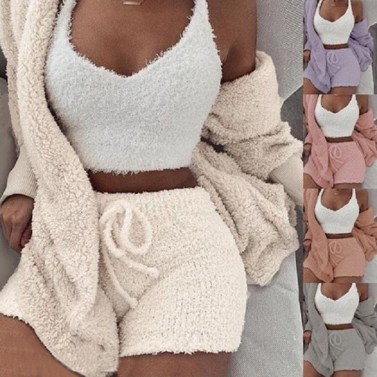 Stylisches 3-teiliges Fashion-Set - Premium Crop Top & Shorts Loungewear
