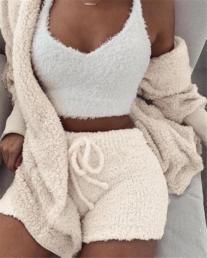 Stylisches 3-teiliges Fashion-Set - Premium Crop Top & Shorts Loungewear