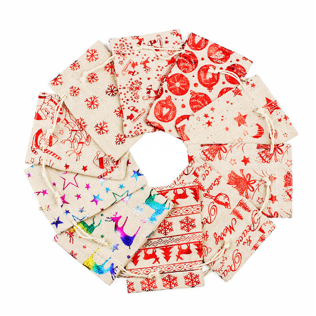 Premium Weihnachts-Adventskalender Set - 24 Jute-Geschenktaschen mit Seil & Clips