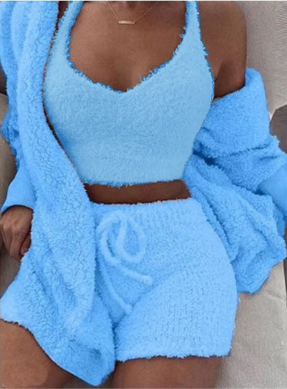 Stylisches 3-teiliges Fashion-Set - Premium Crop Top & Shorts Loungewear