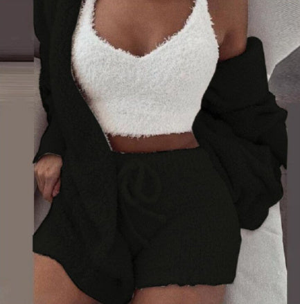 Stylisches 3-teiliges Fashion-Set - Premium Crop Top & Shorts Loungewear