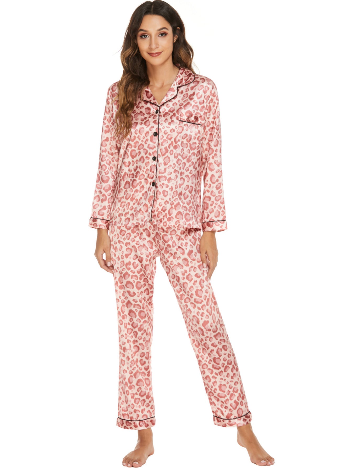 Luxuriöses Satin-Pyjama Set - 2-teilige Premium Stretch Nachtwäsche