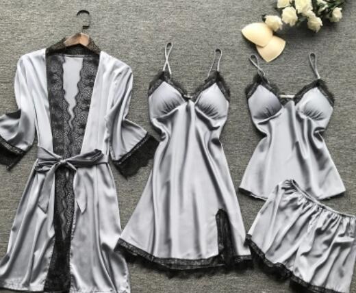 Luxuriöses 5-teiliges Pyjama-Set - Premium Sling Nachtwäsche für Damen
