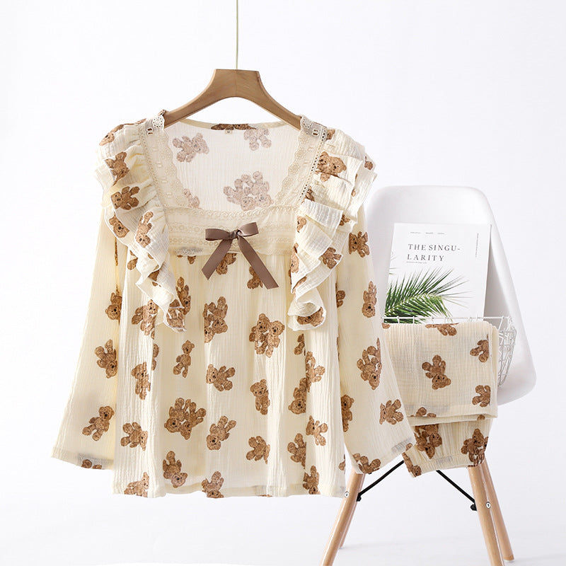 Süßer Bären-Pyjama - Bowknot Bear Summer Sleepwear Set