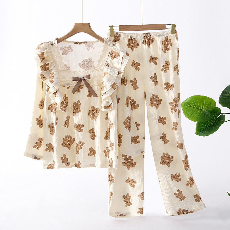 Süßer Bären-Pyjama - Bowknot Bear Summer Sleepwear Set