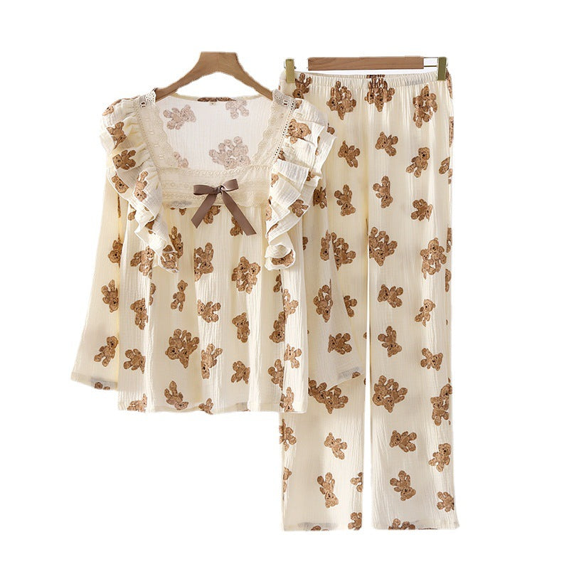 Süßer Bären-Pyjama - Bowknot Bear Summer Sleepwear Set