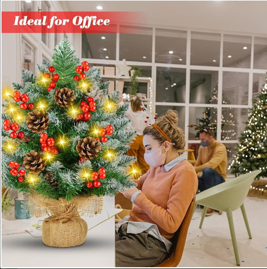 Premium Mini Weihnachtsbaum 60cm - Künstlicher Tannenbaum mit LED-Beleuchtung