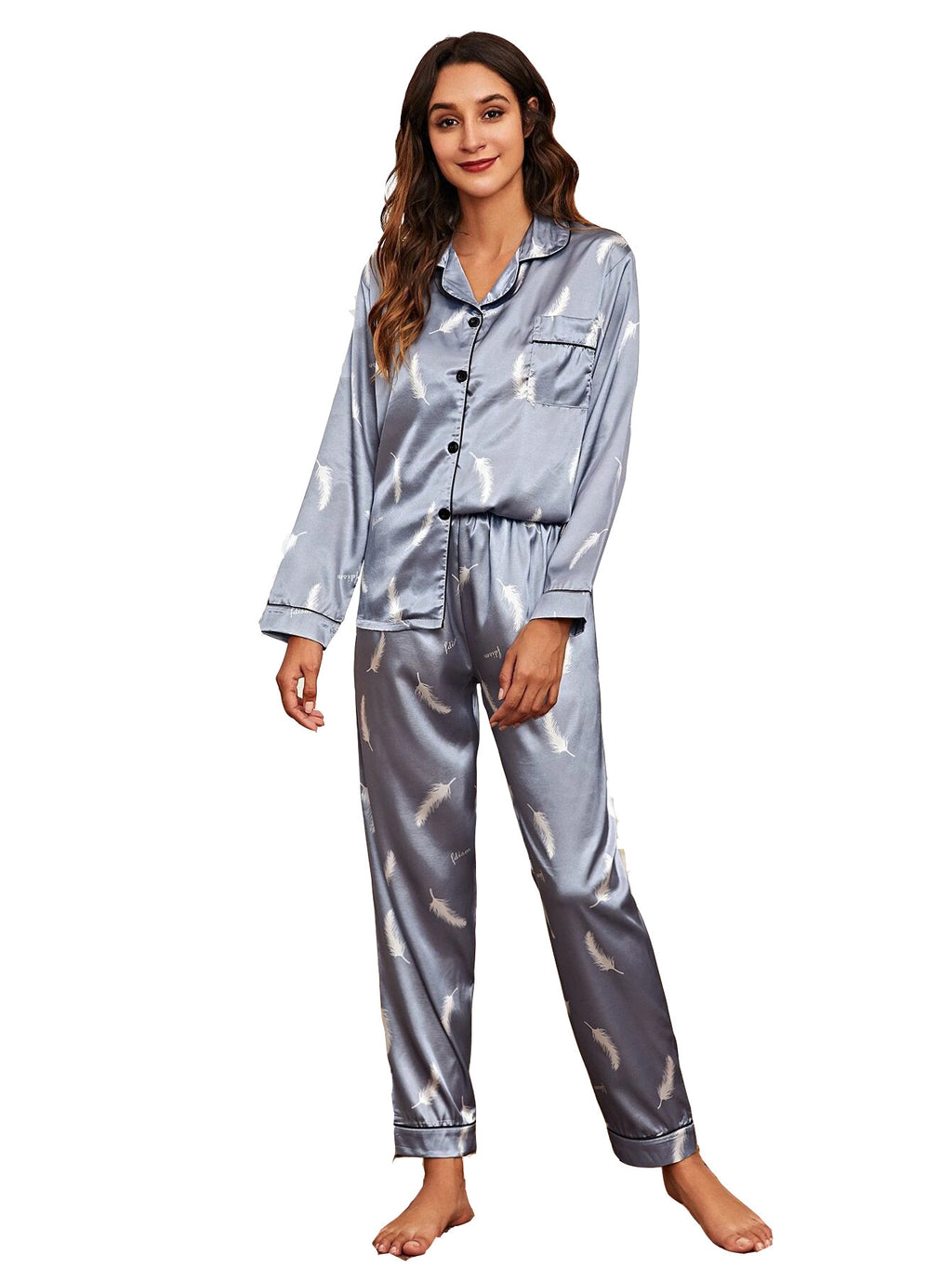 Luxuriöses Satin-Pyjama Set - 2-teilige Premium Stretch Nachtwäsche