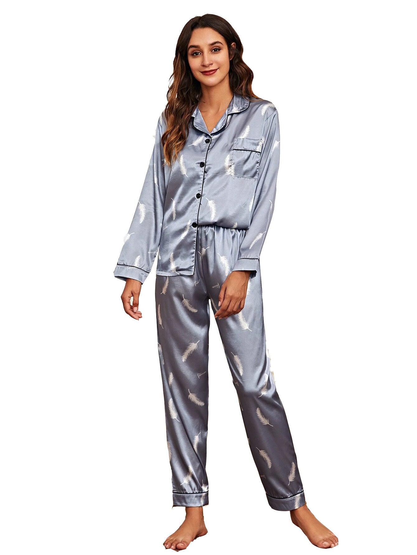 Luxuriöses Satin-Pyjama Set - 2-teilige Premium Stretch Nachtwäsche