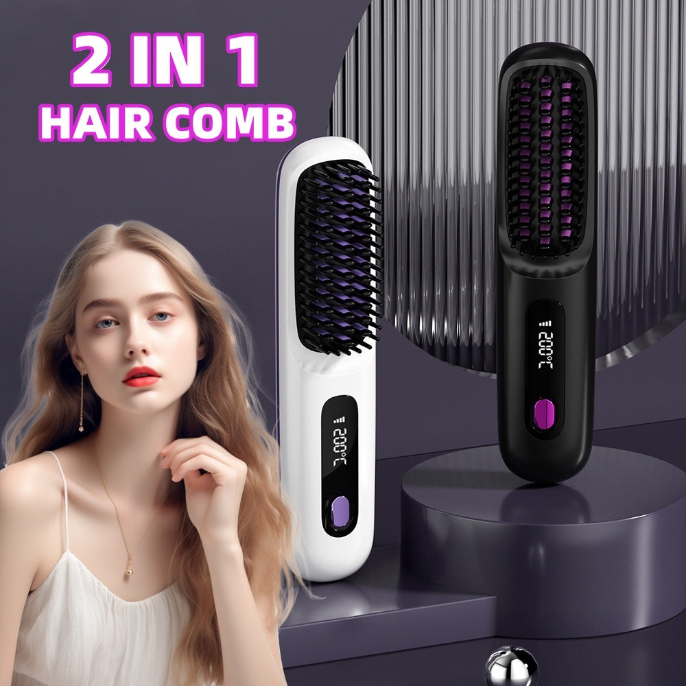 Premium Kabellose Glättungsbürste - 2-in-1 Wireless Hair Straightener