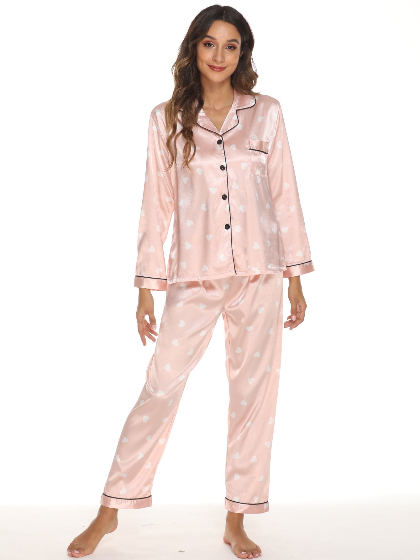 Luxuriöses Satin-Pyjama Set - 2-teilige Premium Stretch Nachtwäsche