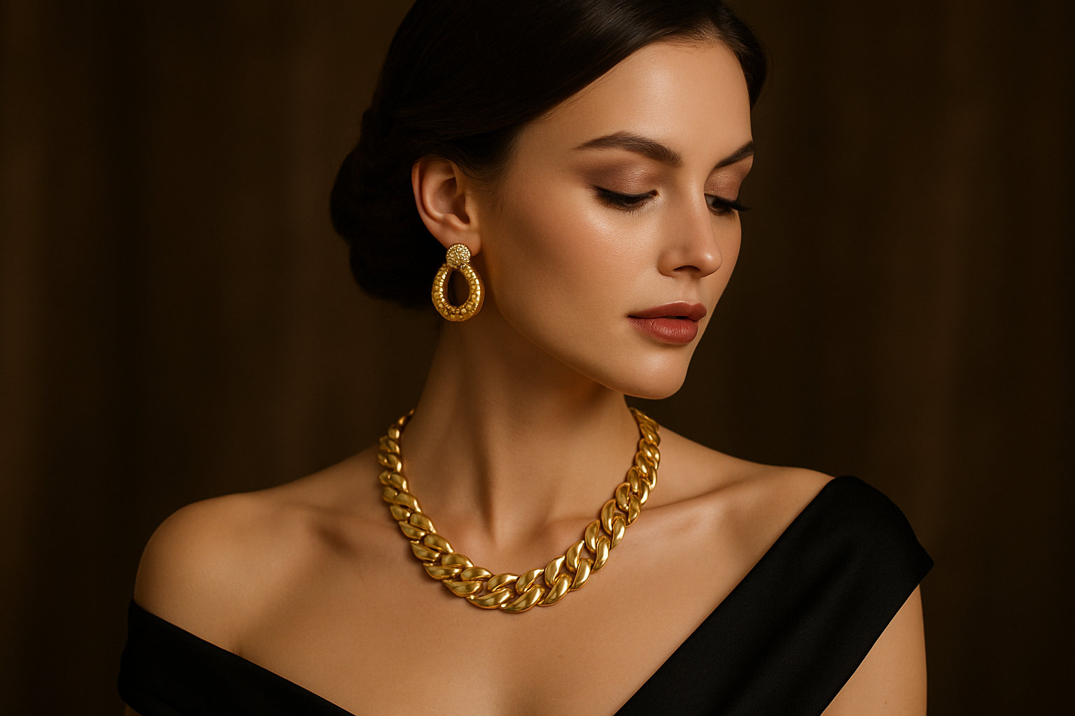 Elegante Frau trägt Luxus-Schmuckset