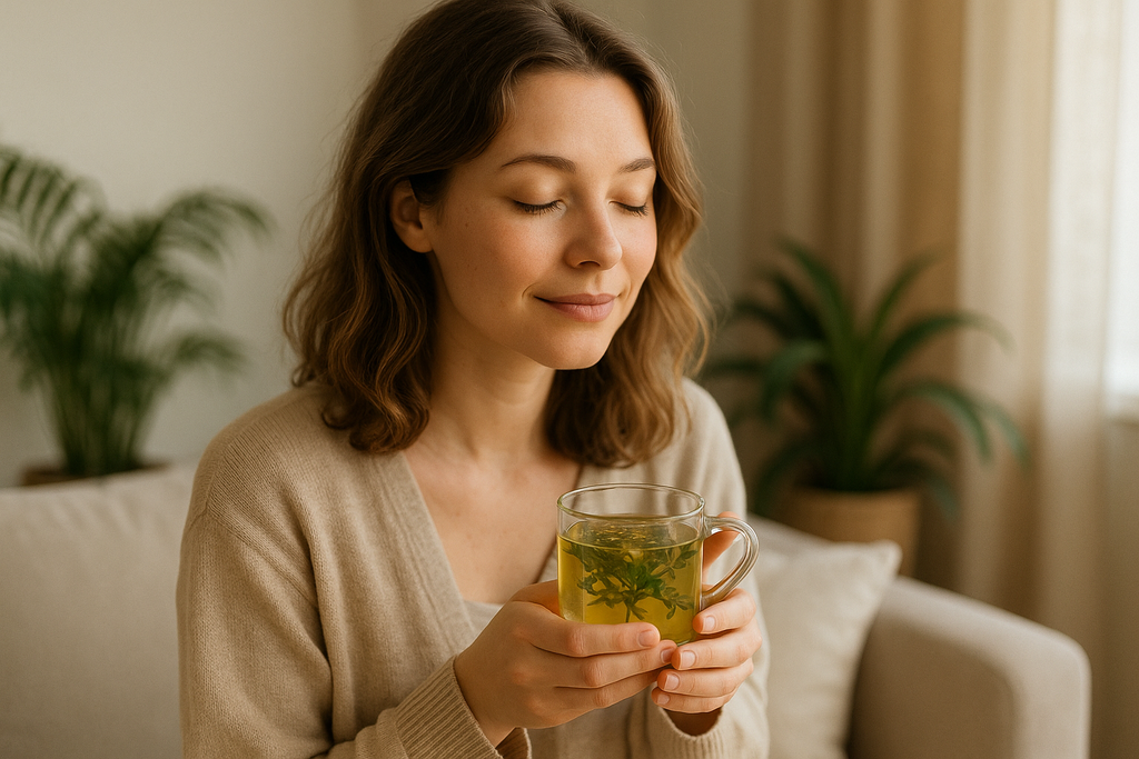 Wellness Lifestyle Frau mit Tee