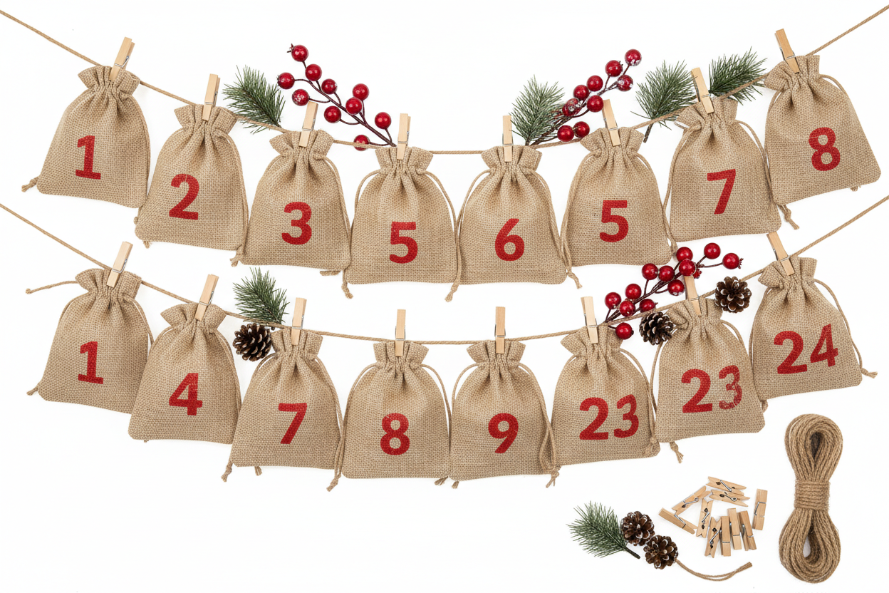 Premium Jute-Adventskalender Set Produktfoto